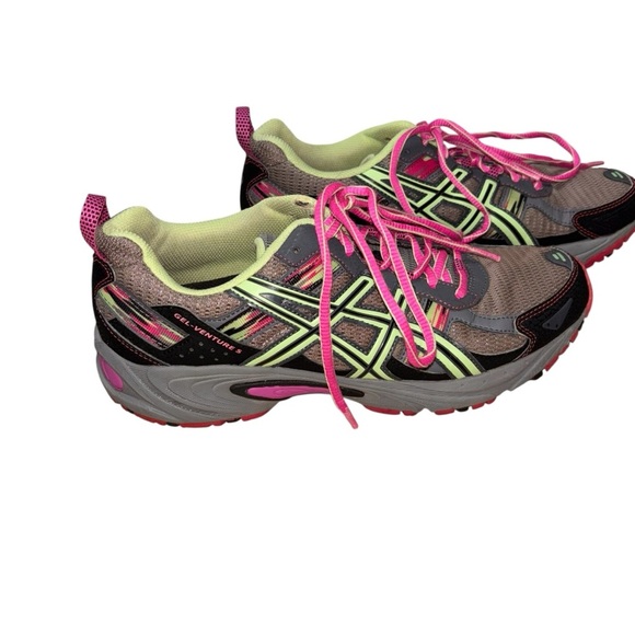 ASICS Women’s Size 10 Gel Venture 5 Running Shoes T5N9Q Gray Pink Lime Green - Picture 2 of 8
